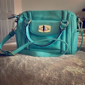 Purse. Teal&Gold. Detachable strap.